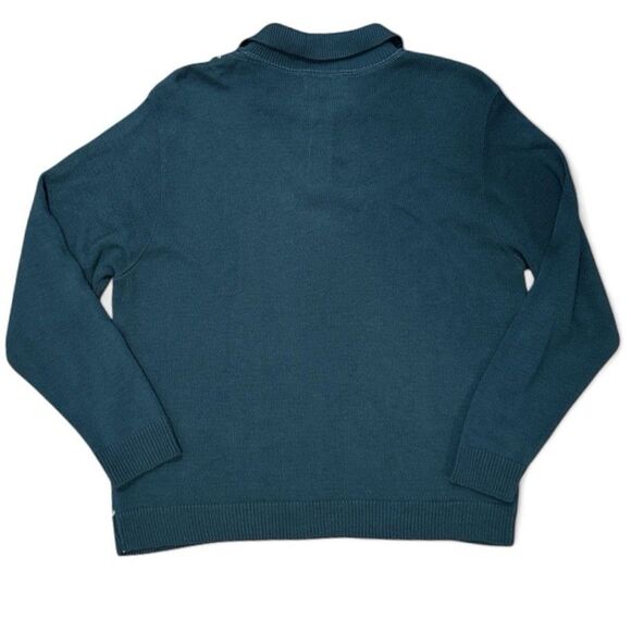 VTG Alfred Dunner Sweater 80s Sz L Diamond Argyle Collared Green Made USA Unisex - Picture 2 of 9